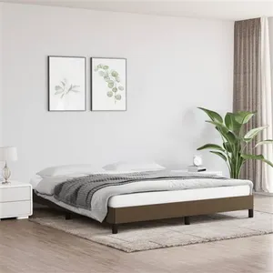 vidaXL Cadre de lit Marron foncé 160x200 cm Tissu pas cher