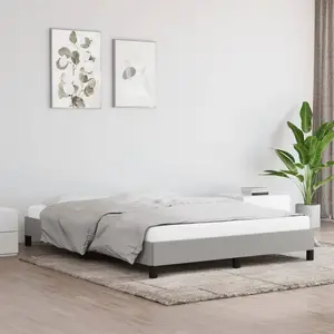vidaXL Cadre de lit Gris clair 140x190 cm Tissu pas cher