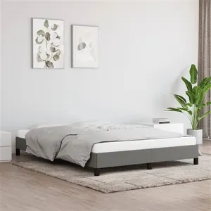 vidaXL Cadre de lit Gris foncé 140 x 200 cm Tissu pas cher