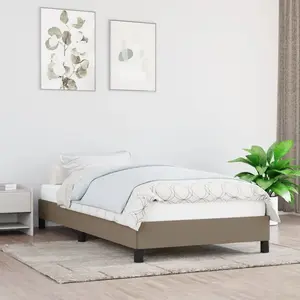vidaXL Cadre de lit Taupe 90x200 cm Tissu pas cher