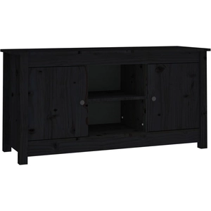 vidaXL Meuble TV Noir 103x36,5x52 cm Bois de pin massif pas cher