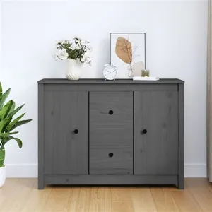 vidaXL Buffet Gris 100x35x74 cm Bois massif de pin pas cher