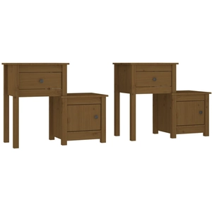 vidaXL Tables de chevet 2 pcs Marron miel 79,5x38x65,5 cm Pin solide pas cher