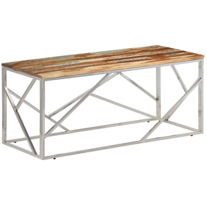 vidaXL Table basse argenté inox et bois de récupération massif pas cher
