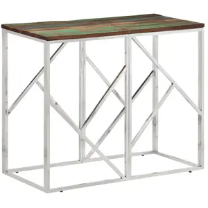vidaXL Table console argenté acier inoxydable/bois massif récupération pas cher