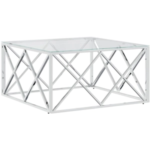 vidaXL Table basse 80x80x40 cm acier inoxydable et verre pas cher