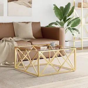 Comparateur de prix : vidaXL Table basse 80x80x40 cm acier inoxydable et verre