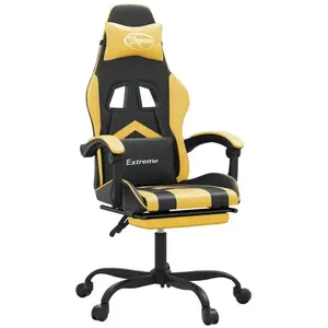 vidaXL Chaise de jeu pivotante et repose-pied Noir et doré Similicuir pas cher