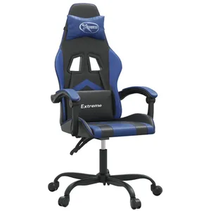 vidaXL Vidaxl Chaise De Jeu Pivotante Noir Et Bleu Similicuir pas cher