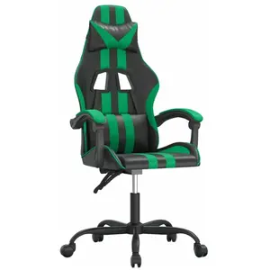 vidaXL Chaise de jeu pivotante Noir et vert Similicuir pas cher