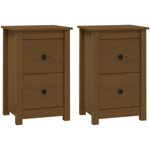 vidaXL Tables de chevet 2 pcs Marron miel 40x35x61,5 cm Pin solide pas cher