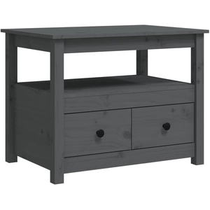 vidaXL Table basse Gris 71x49x55 cm Bois massif de pin pas cher