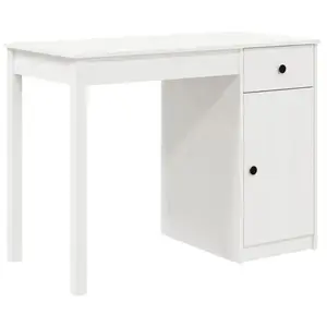 vidaXL Bureau Blanc 100x50x75 cm Bois massif de pin