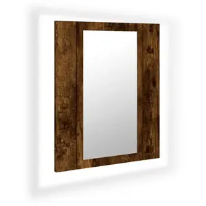 vidaXL Armoire à miroir LED de salle de bain chêne fumé 40x12x45 cm pas cher