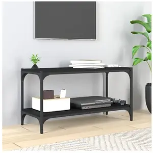 vidaXL Meuble TV Noir 80x33x41 cm Bois d'ingénierie et acier pas cher