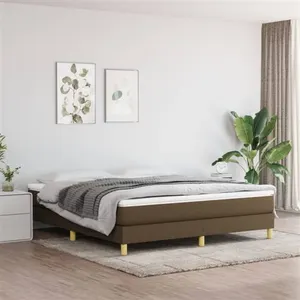vidaXL Sommier à lattes de lit Marron foncé 160x200 cm Tissu pas cher