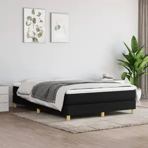 vidaXL Cadre de lit Noir 140x190 cm Tissu pas cher