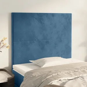 vidaXL Têtes de lit 2 pcs Bleu foncé 100x5x78/88 cm Velours pas cher
