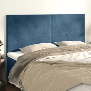 vidaXL Têtes de lit 4 pcs Bleu foncé 80x5x78/88 cm Velours pas cher