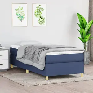 vidaXL Cadre de lit Bleu 90x190 cm Tissu pas cher
