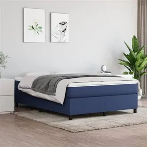 Sommier à ressorts de lit Bleu 140x190 cm Tissu Vidaxl Blue pas cher