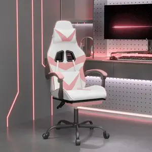 Comparateur de prix : vidaXL Vidaxl Chaise De Jeu Avec Repose-Pied Blanc Et Rose Similicuir