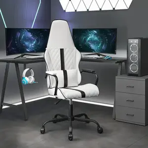 vidaXL Chaise de jeu Blanc et noir Similicuir pas cher