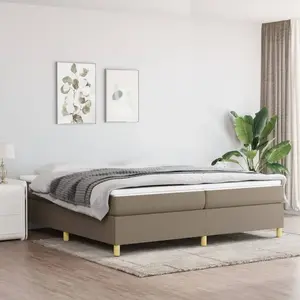 Sommier à ressorts de lit Taupe 200x200 cm Tissu Vidaxl Taupe pas cher