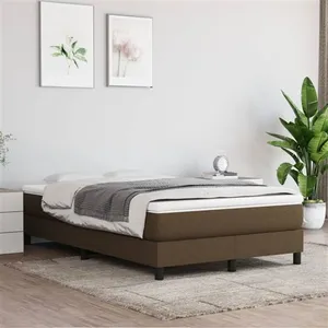 Sommier à ressorts de lit Marron foncé 120x200 cm Tissu Vidaxl Dark brown pas cher