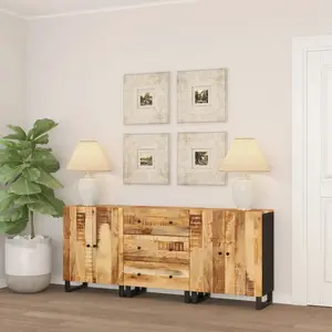 vidaXL Buffets 3 pcs Bois de manguier brut pas cher