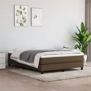vidaXL Cadre de lit Marron foncé 140x190 cm Tissu pas cher