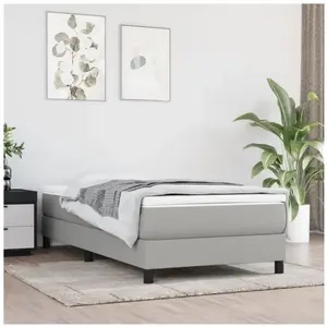 Sommier à ressorts de lit Gris clair 90x200 cm Tissu Vidaxl Light grey pas cher