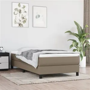 Sommier à ressorts de lit Taupe 90x200 cm Tissu Vidaxl Taupe pas cher