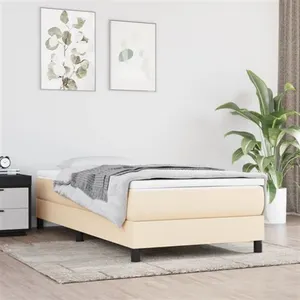 Comparateur de prix : vidaXL Cadre de lit sans matelas crème 90x200 cm tissu3120489