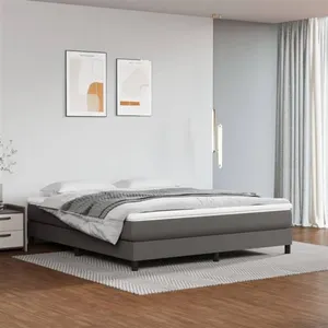 vidaXL Cadre de lit Gris 160x200 cm Similicuir pas cher
