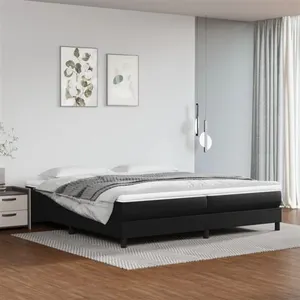 Sommier à ressorts de lit Noir 200x200 cm Similicuir Vidaxl Black pas cher