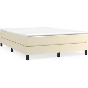 3120696  vidaXL Sommier à ressorts de lit Crème 140x190 cm Similicuir pas cher