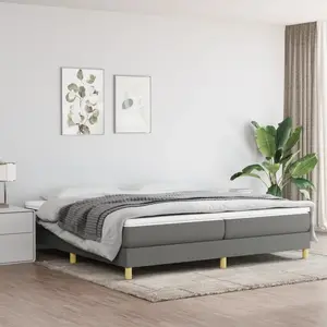 Sommier à ressorts de lit Gris foncé 200x200 cm Tissu Vidaxl Dark grey pas cher