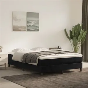 3120774 vidaXL Sommier à ressorts de lit Noir 140x200 cm Velours pas cher