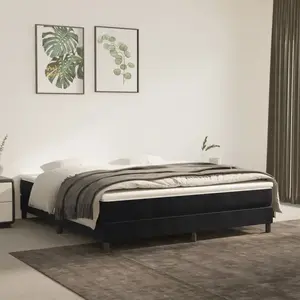 Sommier à ressorts de lit Noir 180x200 cm Velours Vidaxl Black pas cher