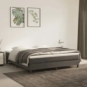 3120779 vidaXL Sommier à ressorts de lit Gris foncé 160x200 cm Velours pas cher