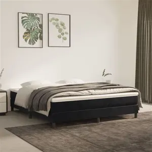 Sommier à ressorts de lit Noir 160x200 cm Velours Vidaxl Noir pas cher