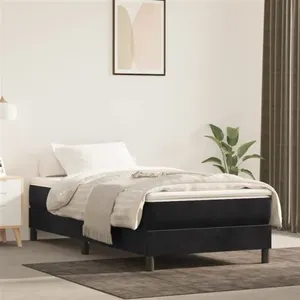 Sommier à ressorts de lit Noir 90x200 cm Velours Vidaxl Black pas cher
