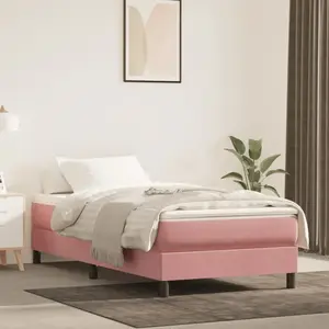 Sommier à ressorts de lit Rose 80x200 cm Velours Vidaxl Pink pas cher