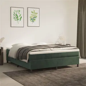 vidaXL Cadre de lit Vert foncé 180x200 cm Velours pas cher