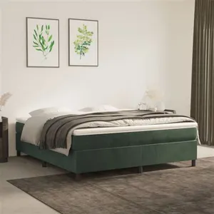 vidaXL Cadre de lit Vert foncé 160x200 cm Velours pas cher
