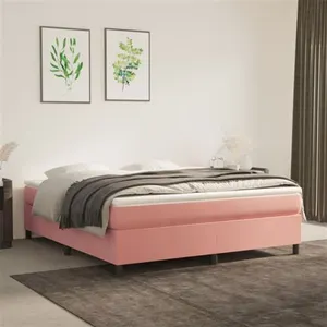 Cadre de lit sans matelas rose 180x200 cm velours vidaXL pas cher