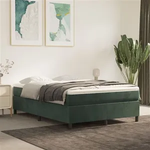 vidaXL Cadre de lit Vert foncé 140x200 cm Velours pas cher