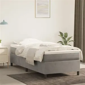 Sommier à ressorts de lit Gris clair 100x200 cm Velours Vidaxl Light grey pas cher