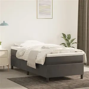 vidaXL Cadre de lit Gris foncé 100 x 200 cm Velours pas cher